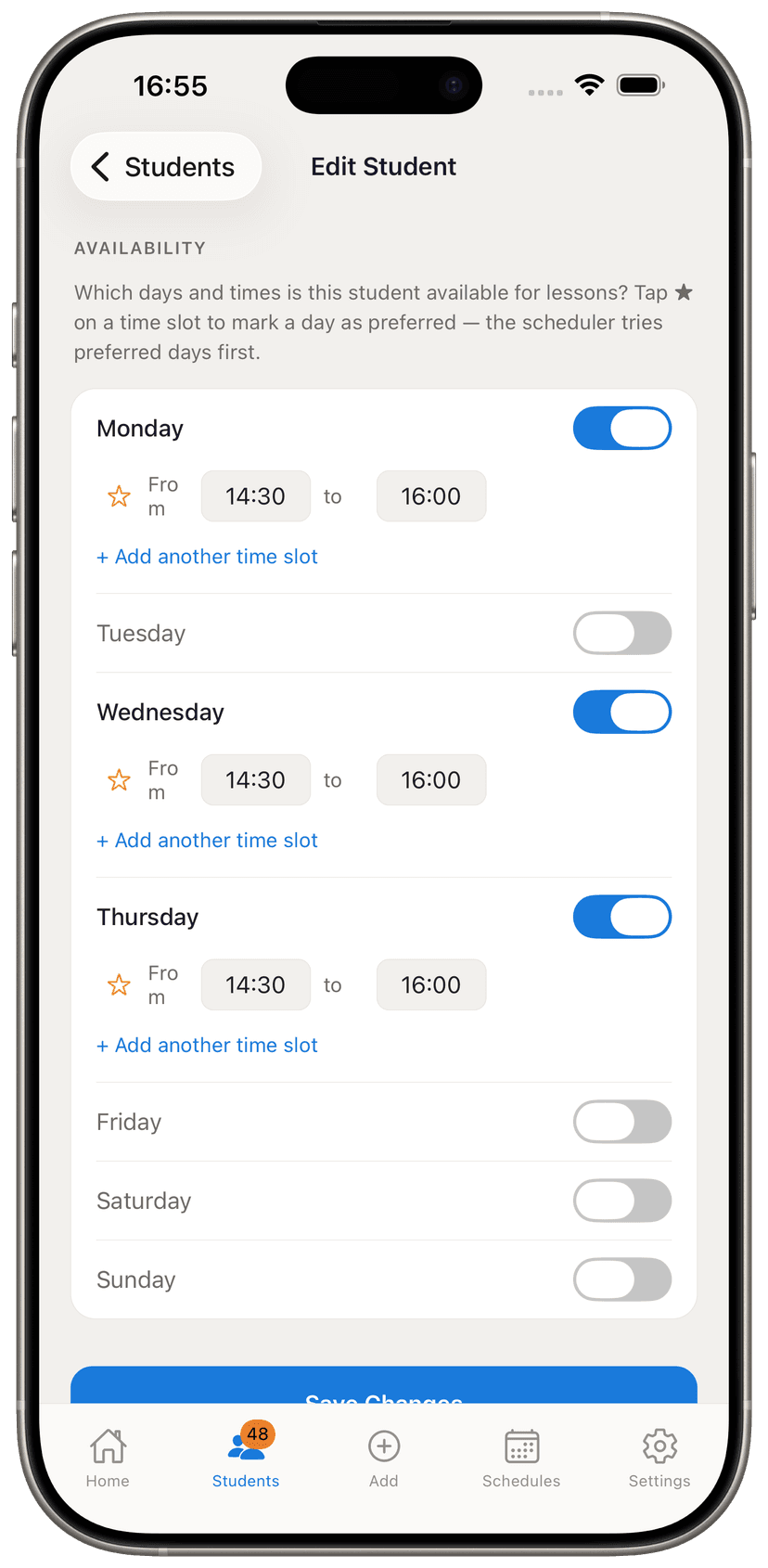 Set when they're free